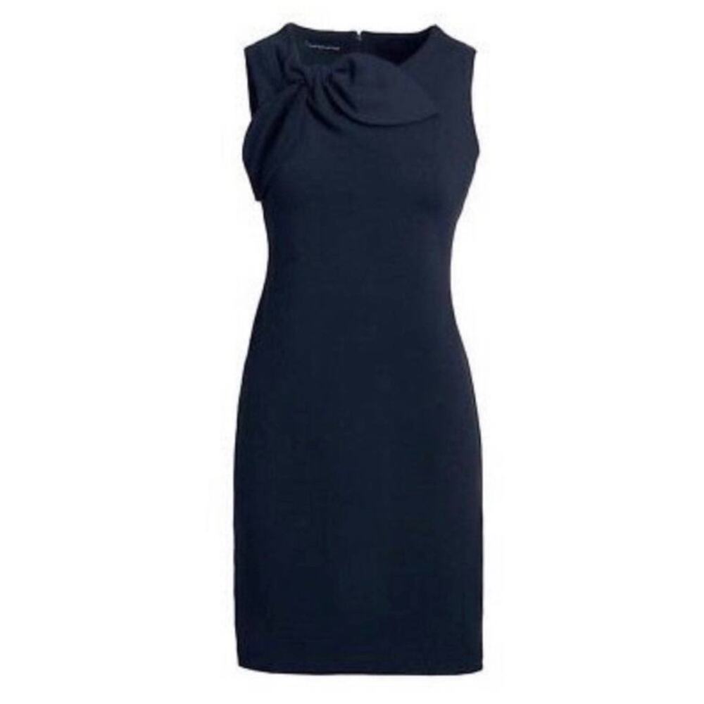 Banana Republic Neck Bow Ponte Sheath Dress Navy Blue - Picture 1 of 9